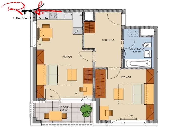 Prodej bytu 2+KK Praha, náměstí Olgy Scheinpflugové č. 2