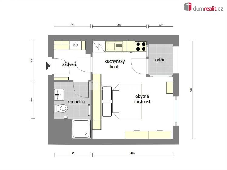 Pronájem bytu 1+KK Praha 5, U Lihovaru č. 5