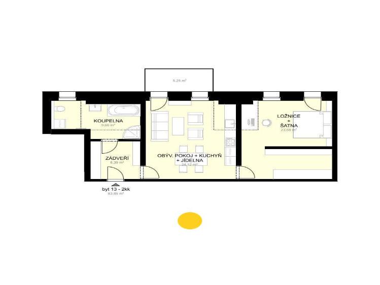 Оренда квартири 2+KK Žatec, Studentská č. 13