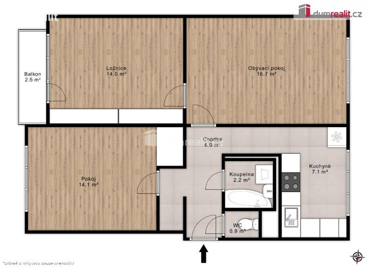 Pronájem bytu 3+1 Praha 6, Pod Královkou č. 14