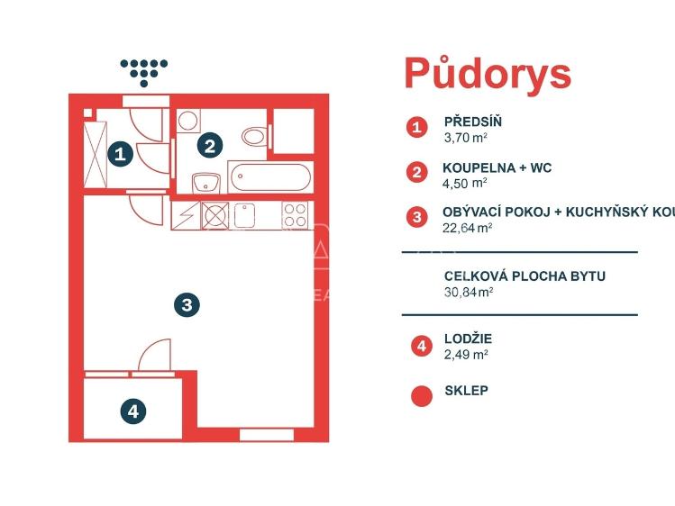 Pronájem bytu 1+KK Praha, Karla Guta 1673/3 č. 14