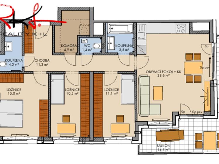 Sale apartment 4+KK Praha č. 2