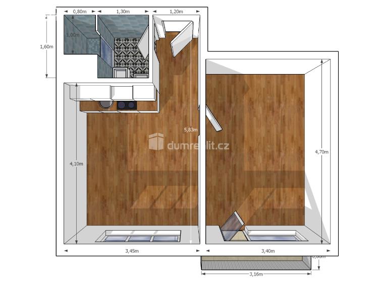 Pronájem bytu 2+KK Český Krumlov, Špičák č. 3