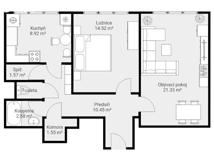 Rent apartment 2+1 Ostrava, Španielova č. 13