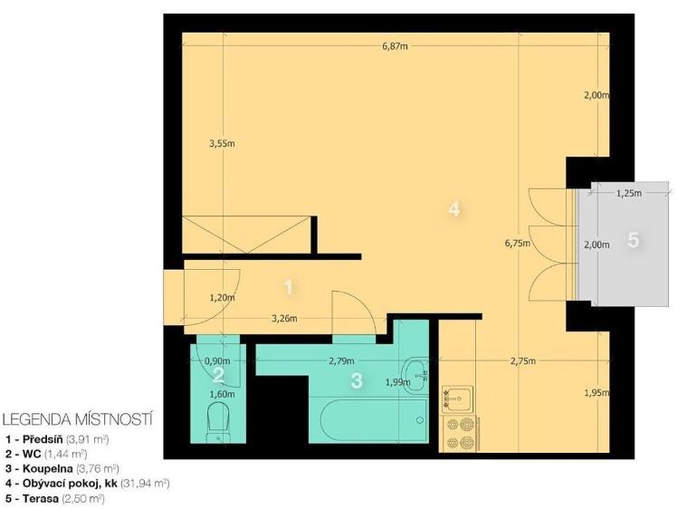 Аренда квартиры 1+KK Sezimovo Ústí, Lipová č. 11