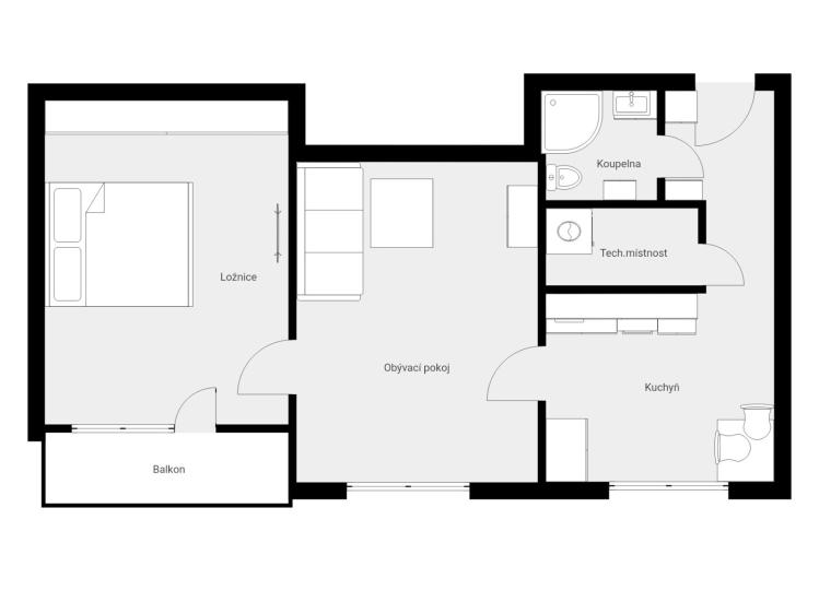 Pronájem bytu 2+1 Chrudim, Sladkovského 698 č. 10