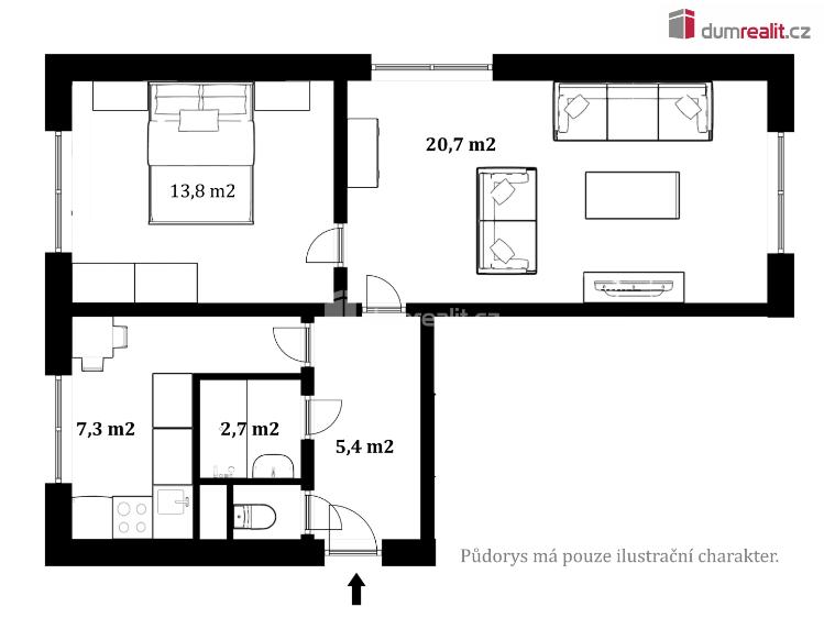 Prodej bytu 2+1 Kaplice, Omlenická č. 3