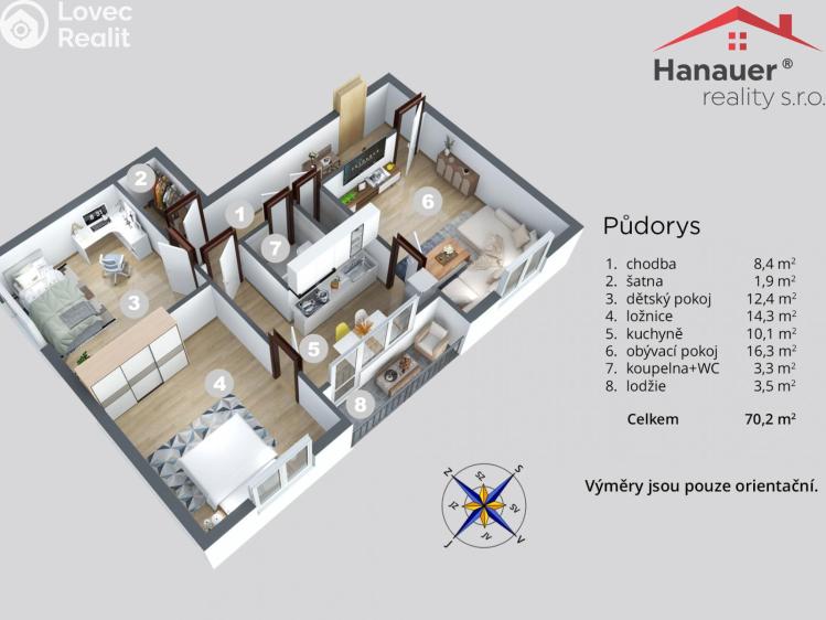 Prodej bytu 3+1 Děčín, Weberova č. 18