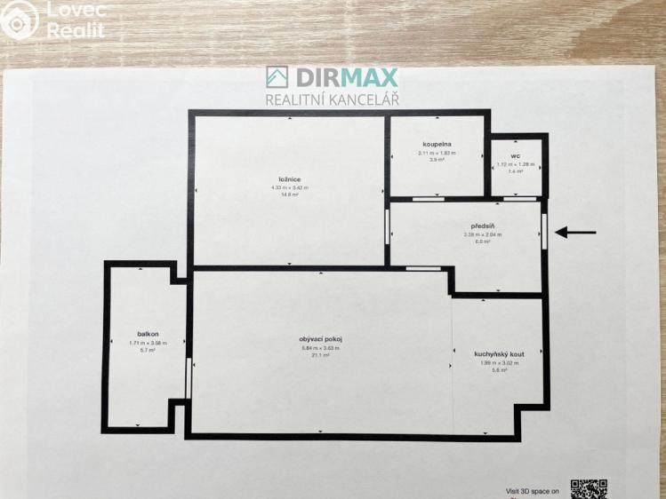 Pronájem bytu 2+KK Plzeň, Studentská 2330/61 č. 21