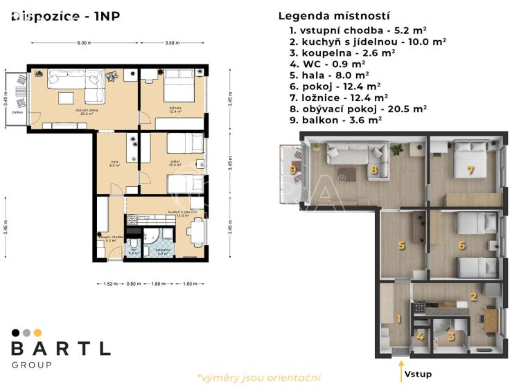 Pronájem bytu 3+1 Kaplice, 1. máje 769 č. 2