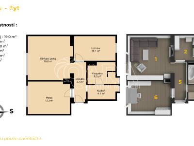 Аренда квартиры 3+KK Žebrák, Sídliště 305 č. 5