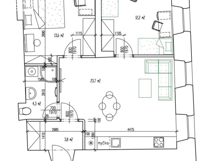 Pronájem bytu 3+KK Tábor, Převrátilská č. 6