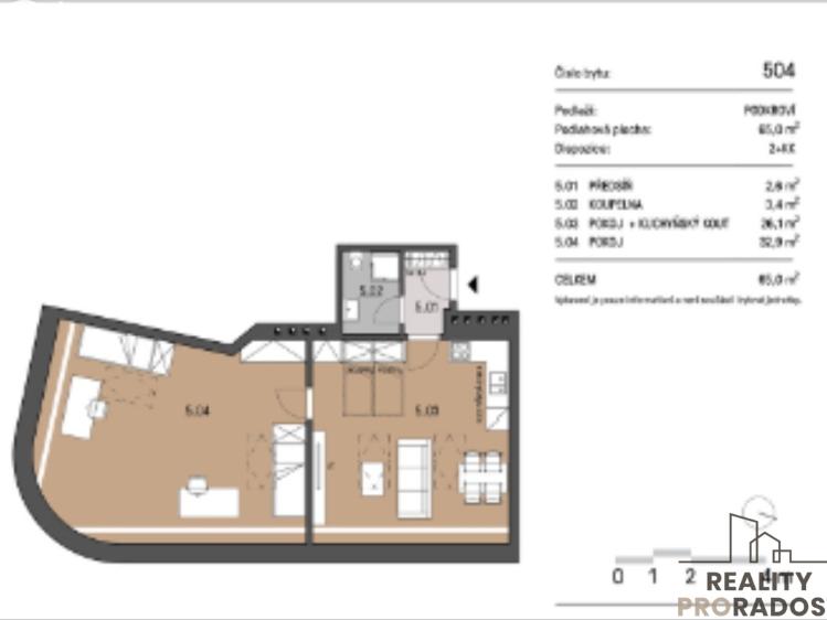 Pronájem bytu 2+KK Brno, Vlhká č. 7