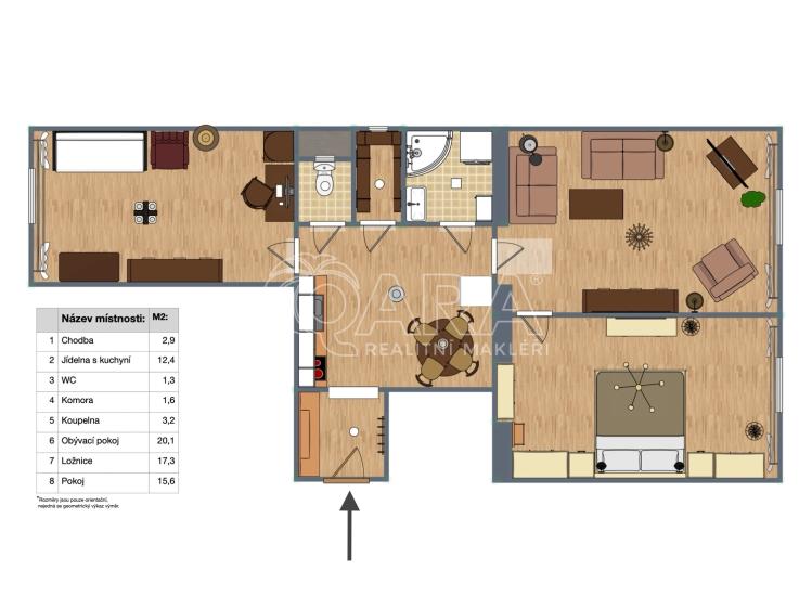 Pronájem bytu 3+1 Praha, Hartigova 1497/108 č. 4