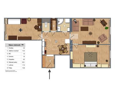 Аренда квартиры 3+1 Praha, Hartigova č. 4