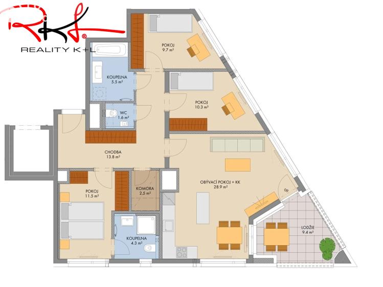 Sale apartment 4+KK Praha, náměstí Olgy Scheinpflugové č. 2