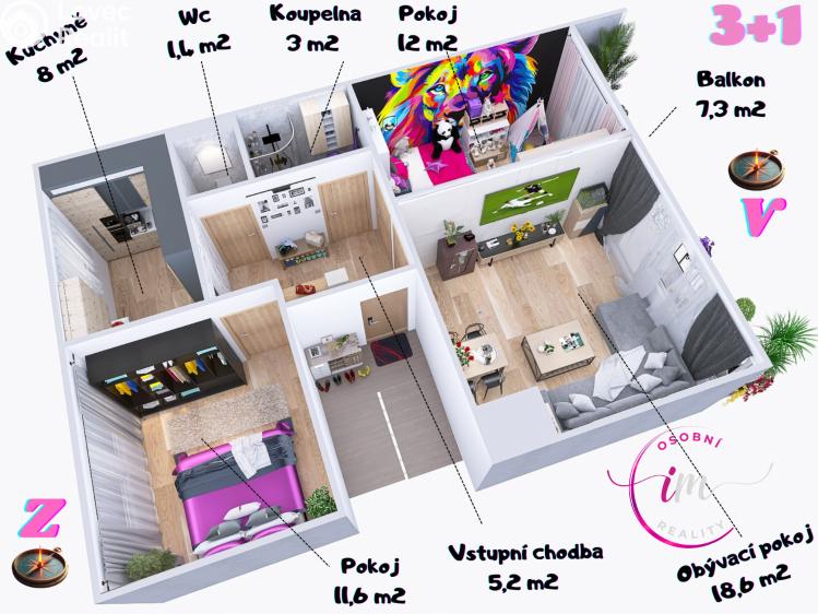 Продаж квартири 3+1 Hrotovice, Lidická č. 7