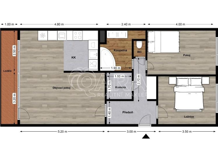 Pronájem bytu 3+KK Praha, Litvínovská 590/8 č. 21