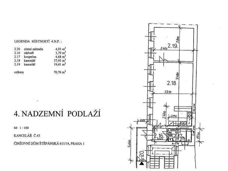 Rent apartment 2+KK Praha, Štěpánská č. 7