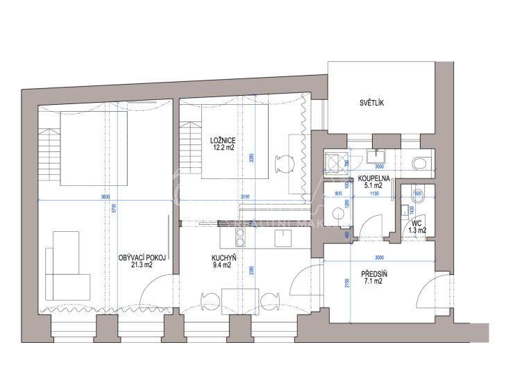 Rent apartment 2+1 Praha, Hybernská č. 10
