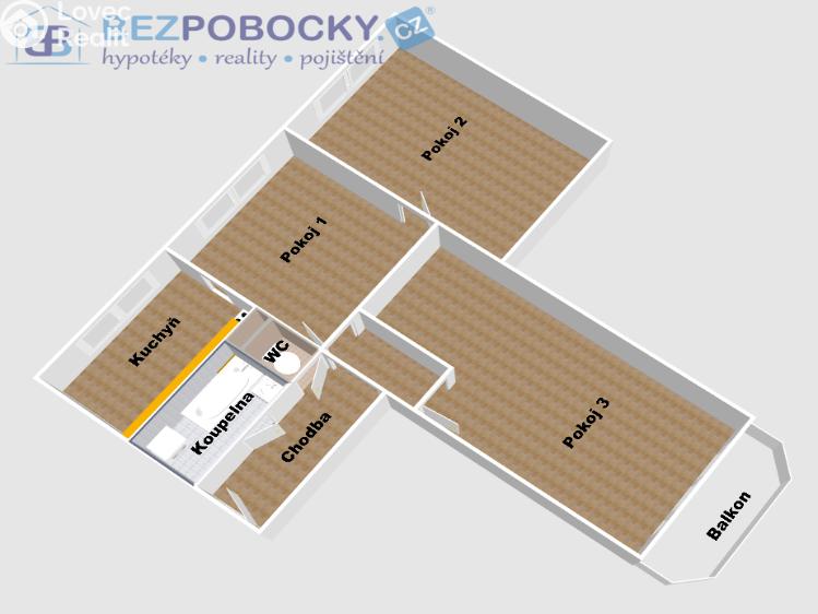 Pronájem bytu 3+1 Třešť, Barvířská č. 13