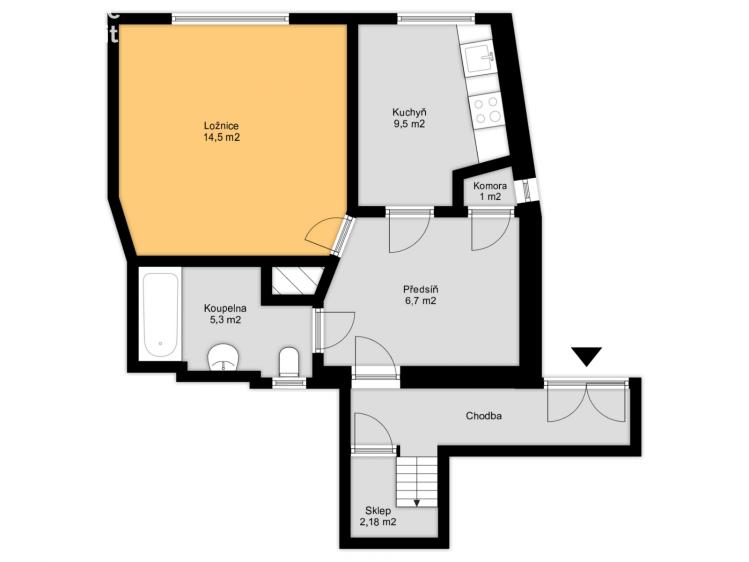 Sale apartment 1+1 Brno, Kopečná 388/60 č. 20