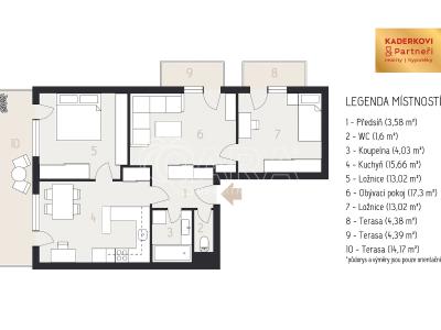 Продажа квартиры 3+1 Brno, V Újezdech č. 10