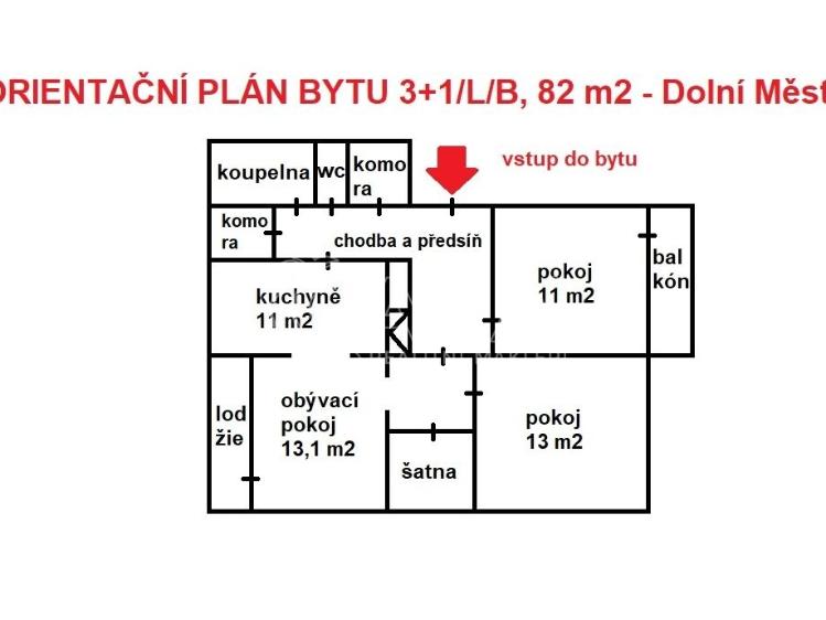 Prodej bytu 3+1 Dolní Město č. 14