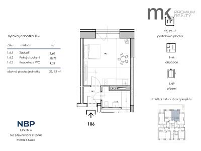 Pronájem bytu 1+KK Praha, Na bitevní pláni č. 6
