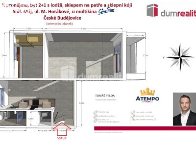 Pronájem bytu 2+1 České Budějovice, M. Horákové č. 3