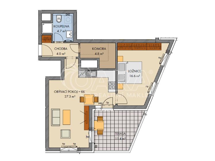 Rent apartment 2+KK Praha, Ferrariho 3083/2 č. 14