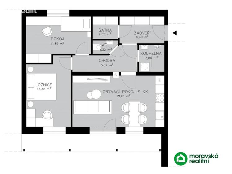 Sale apartment 3+KK Veverské Knínice č. 21