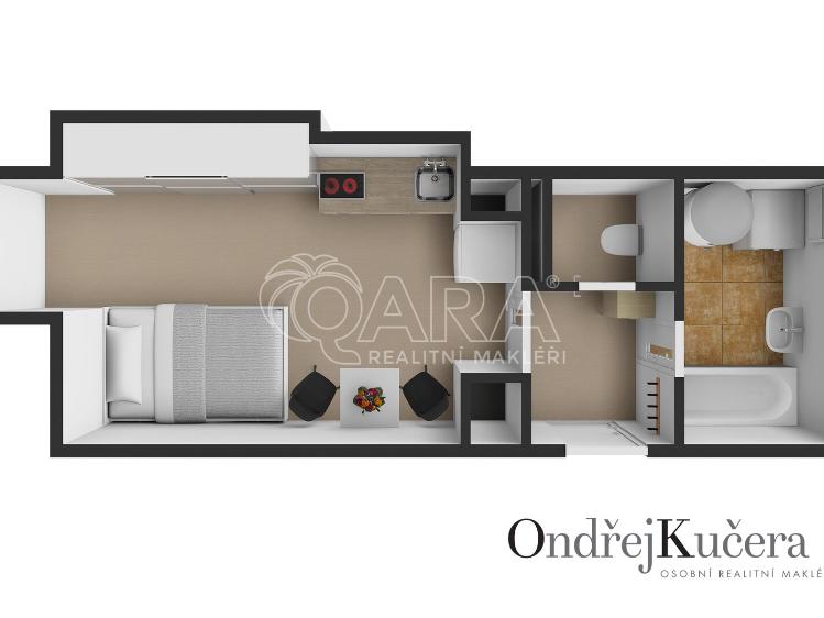 Pronájem bytu 1+KK Praha, K podjezdu 1445/5 č. 2