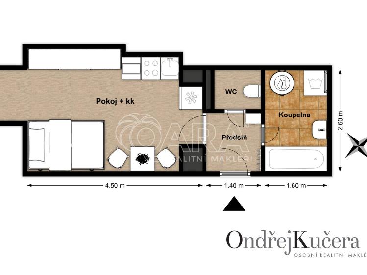 Pronájem bytu 1+KK Praha, K podjezdu 1445/5 č. 12
