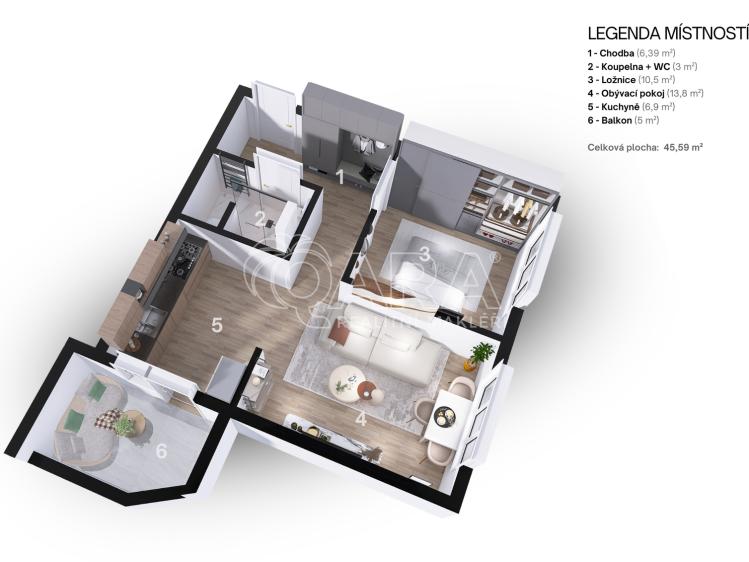 Prodej bytu 2+KK Ostrava, Svojsíkova 1594/6 č. 33