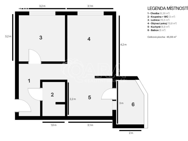Prodej bytu 2+KK Ostrava, Svojsíkova 1594/6 č. 34