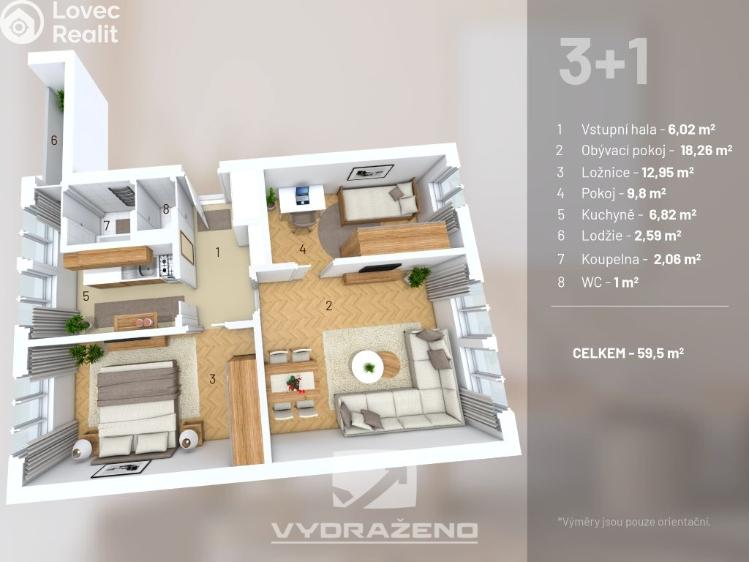 Продажа квартиры 3+1 Pardubice, Ohrazenická č. 4