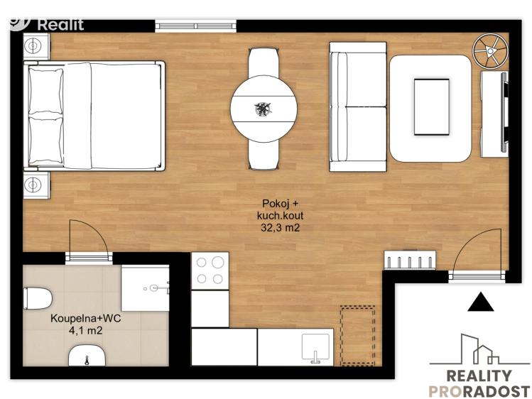 Pronájem bytu 1+KK Třebotov, Hlavní č. 9