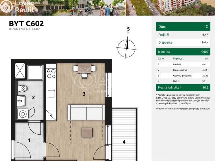 Pronájem bytu 1+KK Praha, Werichova 1145/23 č. 13