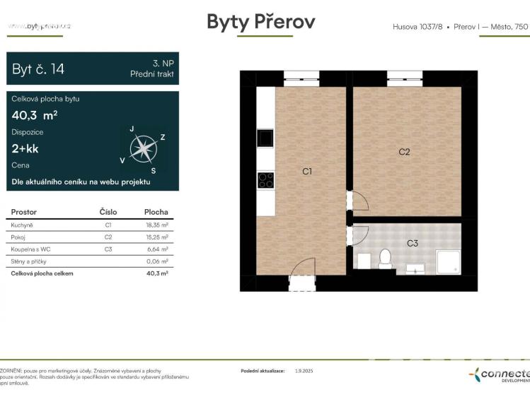 Prodej bytu 2+KK Přerov, Husova 1037/8 č. 2