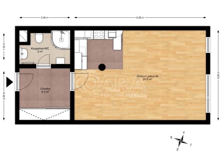 Аренда квартиры 1+KK Praha, Nad šestikopy 835/1 č. 12