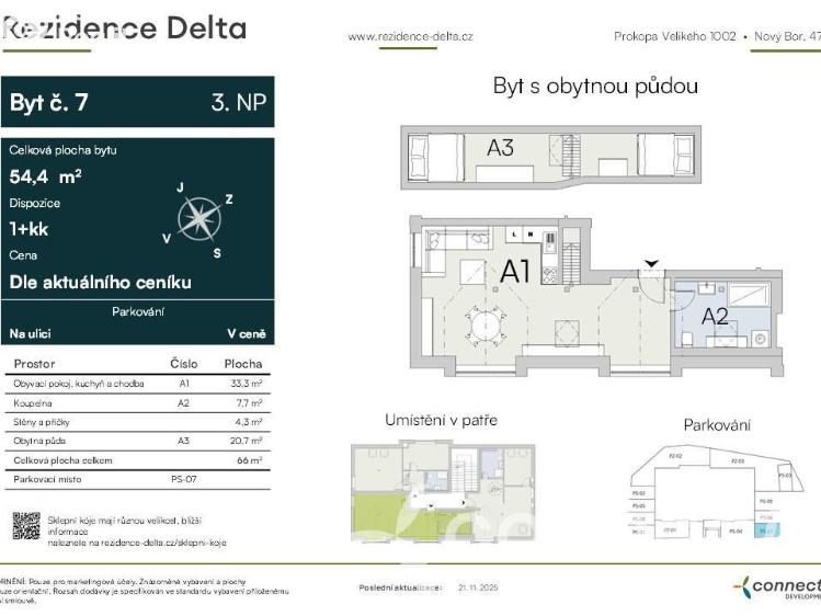 Продаж квартири 1+KK Nový Bor, Prokopa Velikého 1002 č. 2