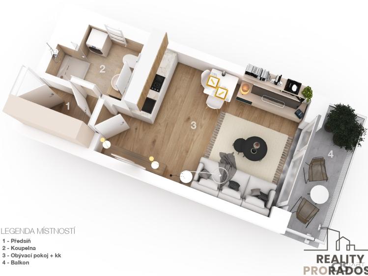 Prodej bytu 1+KK Kladno, Ke křížku 1084/7 č. 22