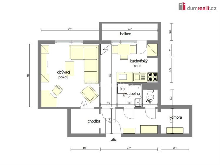 Pronájem bytu 1+1 Mělník, Pražská č. 5