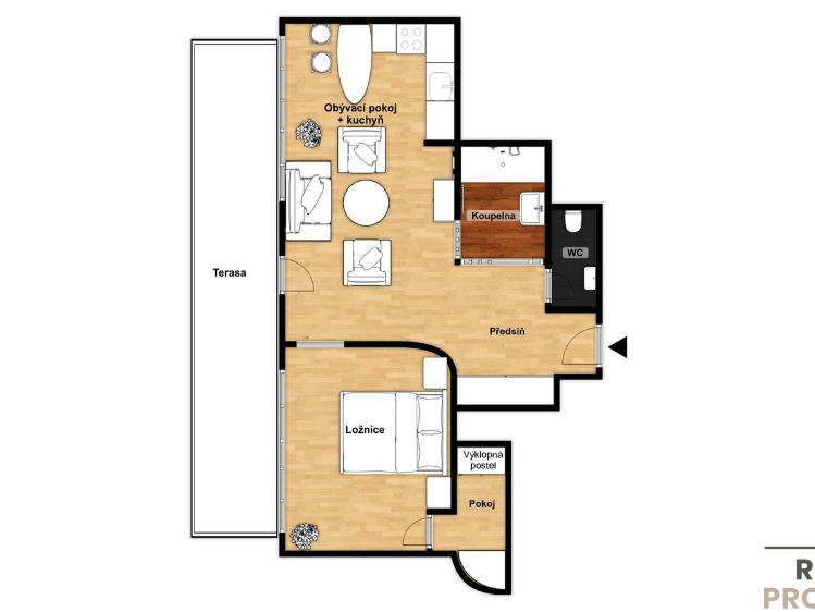 Pronájem bytu 2+KK Praha, Masarykovo nábřeží č. 23