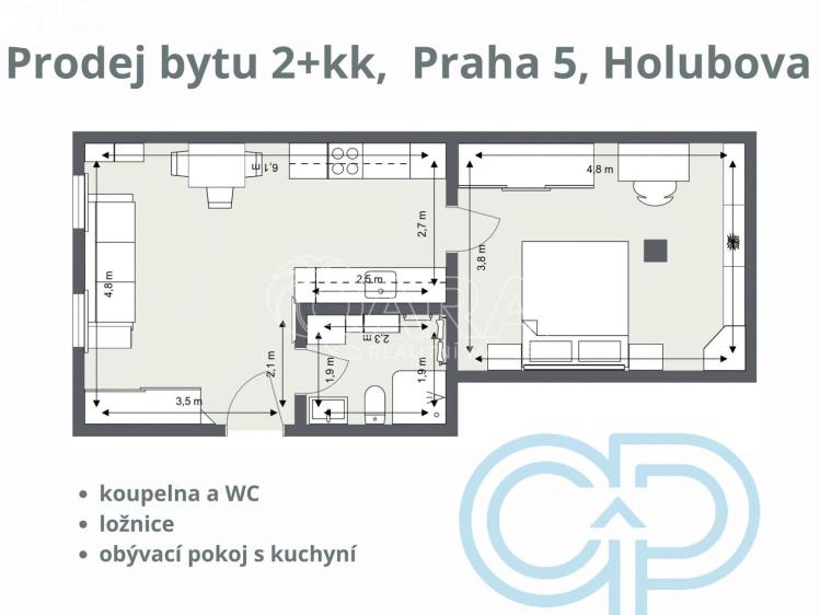 Prodej bytu 2+KK Praha, Holubova 2517/4 č. 20