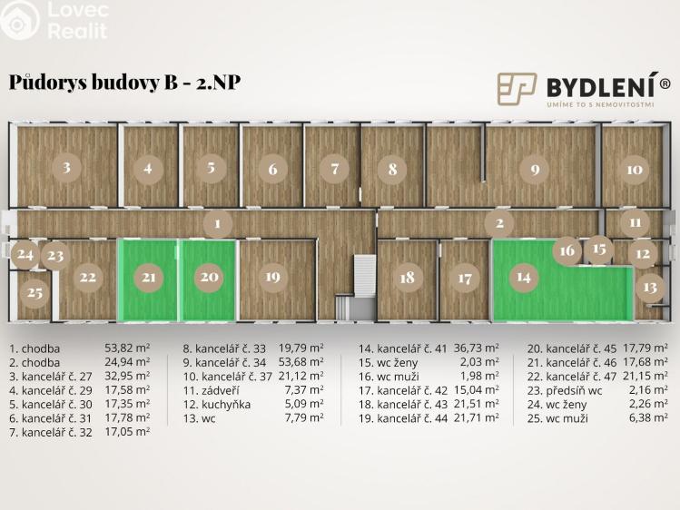 Оренда офісного приміщення Teplice, Tolstého 451 č. 8