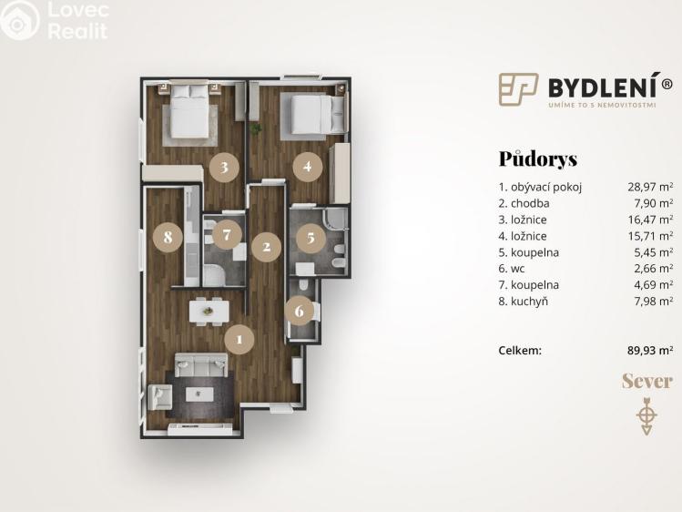 Prodej bytu 3+KK Teplice, U Nových lázní 3270 č. 4