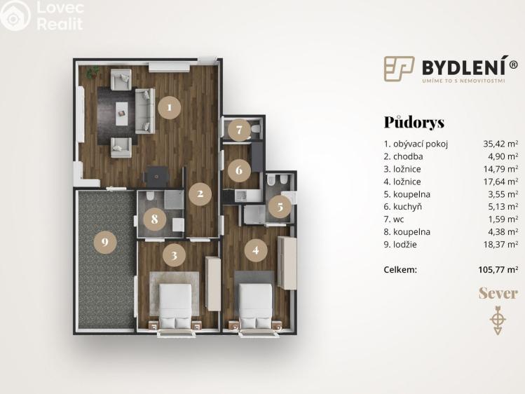 Prodej bytu 3+KK Teplice, U Nových lázní 3270 č. 3