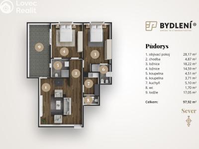 Prodej bytu 3+KK Teplice, U Nových lázní 3270 č. 3